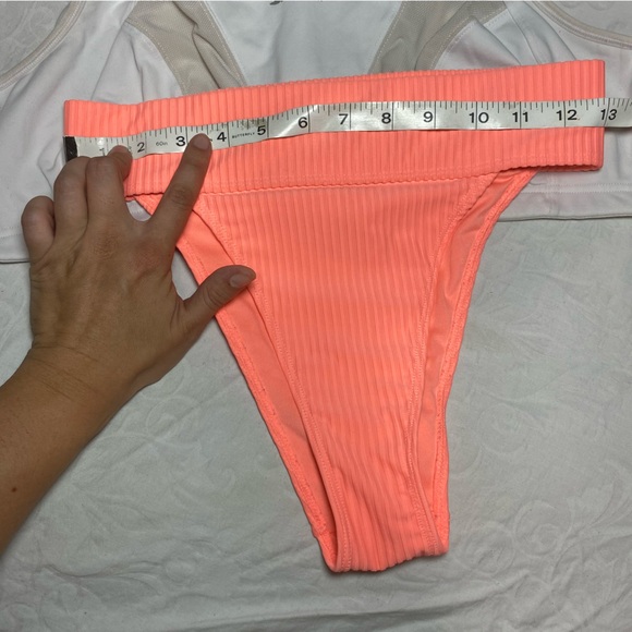 New Bikini Bottoms High Rise Super Cheeky Ribbed Wide Waistband Neon Forever 21 - Picture 2 of 6